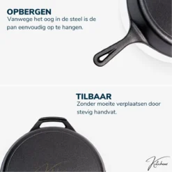 Gietijzeren Pan - Skillet - Koekenpan - BBQ - Koekenpan Inductie - ø32cm - 3.1 KG - Geschikt Voor Alle Warmtebronnen - Inclusief Gratis E-Book -Huis Keuken 1200x1200 715