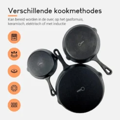 Ocina Gietijzeren Pan – Set Van 3 Stuks – ø25cm, ø19.5cm En ø16cm - Skillet - Koekenpan – Hapjespan – Koekenpan Inductie – Koekenpannenset - Gietijzeren Pan Bbq - Gietijzer - Incl. Receptenboek 11 Ocina Gietijzeren Pan – Set Van 3 Stuks – ø25cm, ø19.5cm En ø16cm - Skillet - Koekenpan – Hapjespan – Koekenpan Inductie – Koekenpannenset - Gietijzeren Pan Bbq - Gietijzer - Incl. Receptenboek -Huis Keuken 1200x1200 798