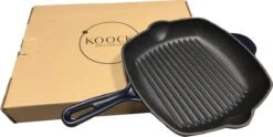Koock Amsterdam® Grillpan - Geëmailleerd Gietijzer - Geschikt Voor Alle Warmtebronnen - Mat Blauw -Huis Keuken 1200x602 1