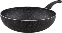 Granite Stone Wokpan - Ø 28cm– PFOA-vrij – Aluminium – Drielaag Coating – 3-laags Antiaanbaklaag – Elegant – Koken – Wokken – Gourmetten – Cadeau- Keuken – Gas – Elektrisch - Keramisch En Inductie – Wok Pan