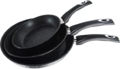 Premium Inductie Koekenpannenset - 3 Delig - Keramisch - Ø 20, 24 & 28 Cm - Braadpan - Zwart