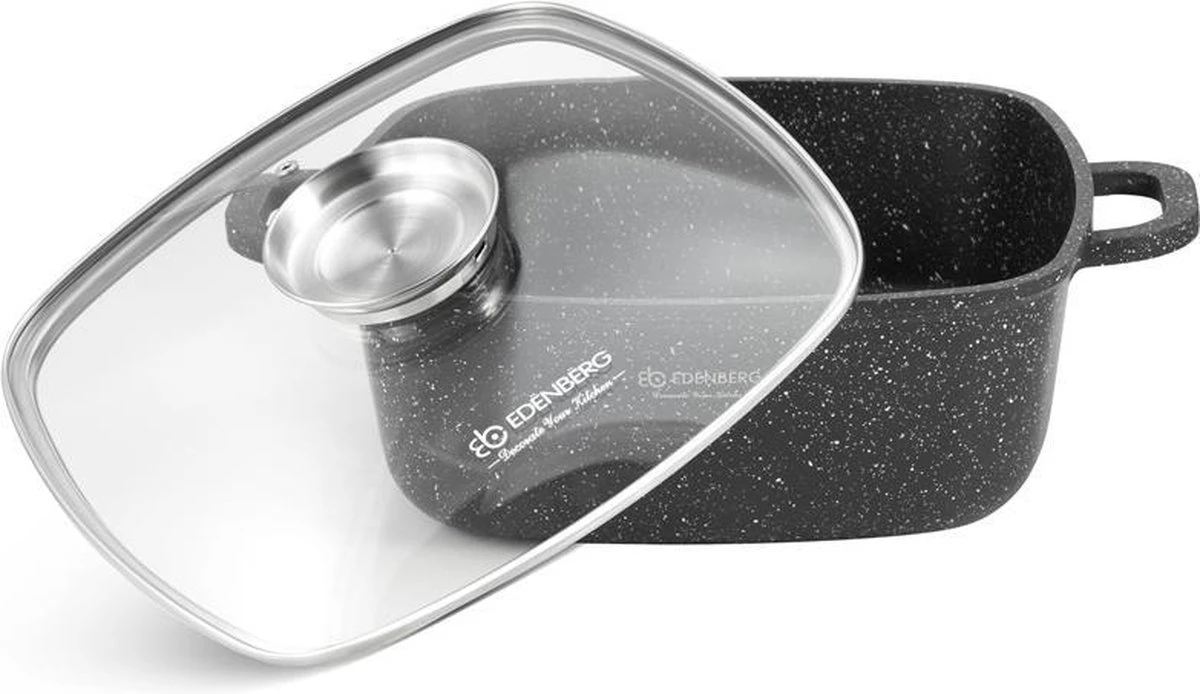 Edënbërg Stonetec Line - 8-delige Luxe Pannenset Van Gesmeed Aluminium - Zwart 3 Edënbërg Stonetec Line - 8-delige Luxe Pannenset Van Gesmeed Aluminium - Zwart - Afbeelding 3