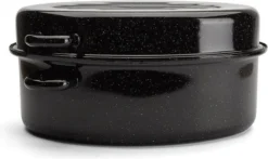 Emalia Geëmailleerde Braadpan Met Deksel 7L - Braadslede - Bakpan - Grillpan - Emaille - Zwart -Huis Keuken 1200x712 1