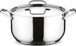 Lagostina Sfisiosa Acciaio SFIZIOSA ACCIAIO 10-delig (hoge Kookpan 22 Cm + Kookpan 18/22 Cm + Hapjespan 24 Cm + Steelpan 14 Cm + Melkpot 12 Cm + Deksels 14/18/22/24 Cm) -Huis Keuken 1200x729