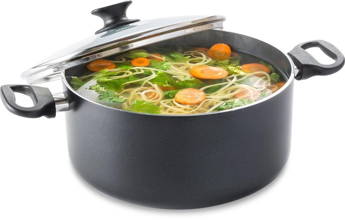 GreenPan Cambridge Kookpan Met Deksel 24cm - Zwart - Inductie - PFAS-vrij 2 GreenPan Cambridge Kookpan Met Deksel 24cm - Zwart - Inductie - PFAS-vrij - Afbeelding 2