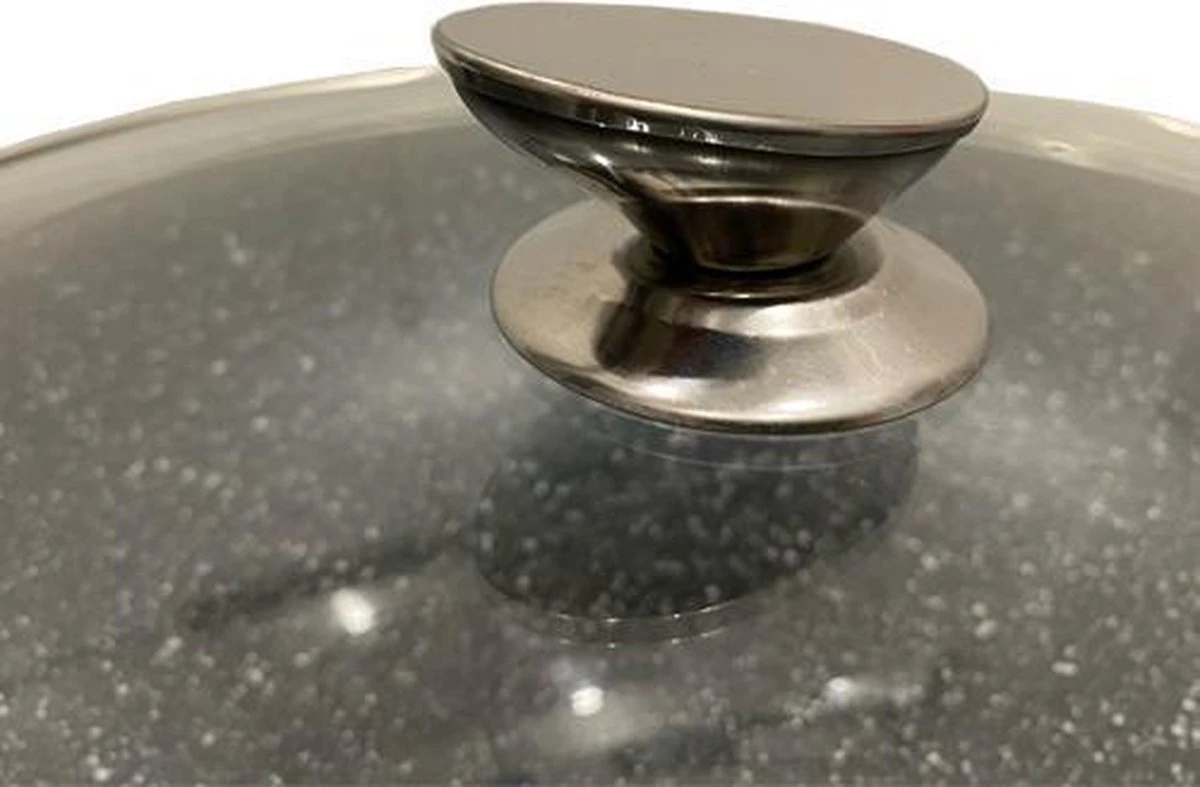 Kookkunst Holland Braadpan Met Glazen Deksel Marmeren Coating - Inductie - Ø 20 Cm 2 Kookkunst Holland Braadpan Met Glazen Deksel Marmeren Coating - Inductie - Ø 20 Cm - Afbeelding 2