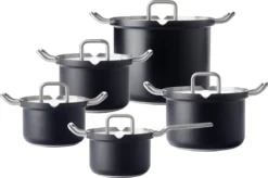 BK Q-linair Master Black Kookpannenset - 5-delig - Veilig Afgietsysteem - Inductie