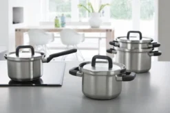 BK Flow Cool Pannenset - 4-delig – RVS Deksels - Veilig Afgietsysteem - Geschikt Voor Alle Warmtebronnen -Huis Keuken 1200x800 8