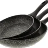 Luxe Marble Stone Pannenset 3-delig | Ø 20 - 24 - 28 Cm - Pannen - Vrij Van PFOA - Alle Warmtebronnen - Anti Aanbak - Extra Sterk