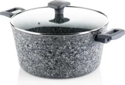 Westinghouse Kookpan/Braadpan Inductie - Ø 28 Cm - Grijs Graniet - Met Deksel - PFOA Vrij