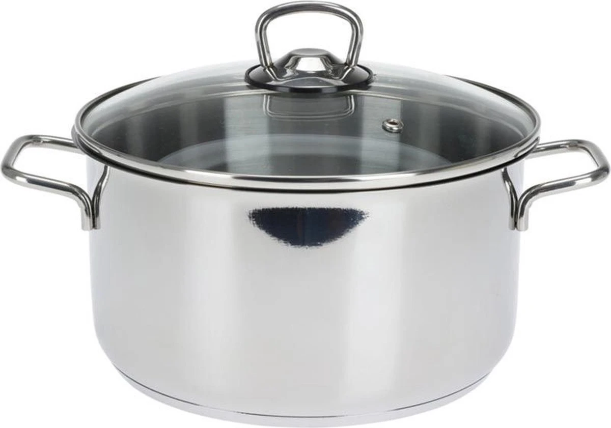 KOOPMAN Roestvrijstalen Pan 4,5 Liter - Met Glazen Deksel 1 KOOPMAN Roestvrijstalen Pan 4,5 Liter - Met Glazen Deksel