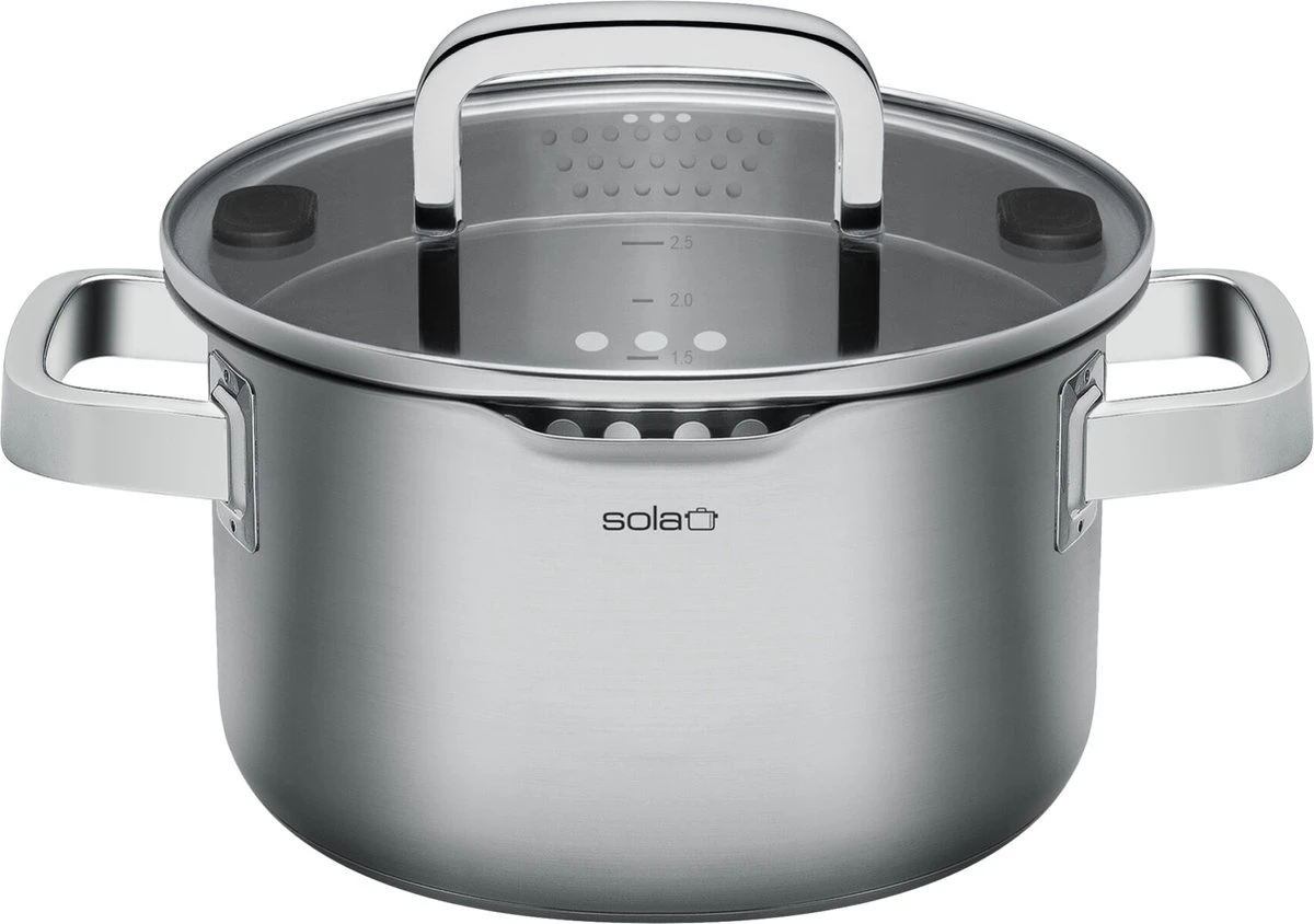 Sola Pannenset Juvia - 4 Delig - Ø 16,16,18,20 Cm - Zilver - RVS - Sandwichbodem 5 Sola Pannenset Juvia - 4 Delig - Ø 16,16,18,20 Cm - Zilver - RVS - Sandwichbodem - Afbeelding 5