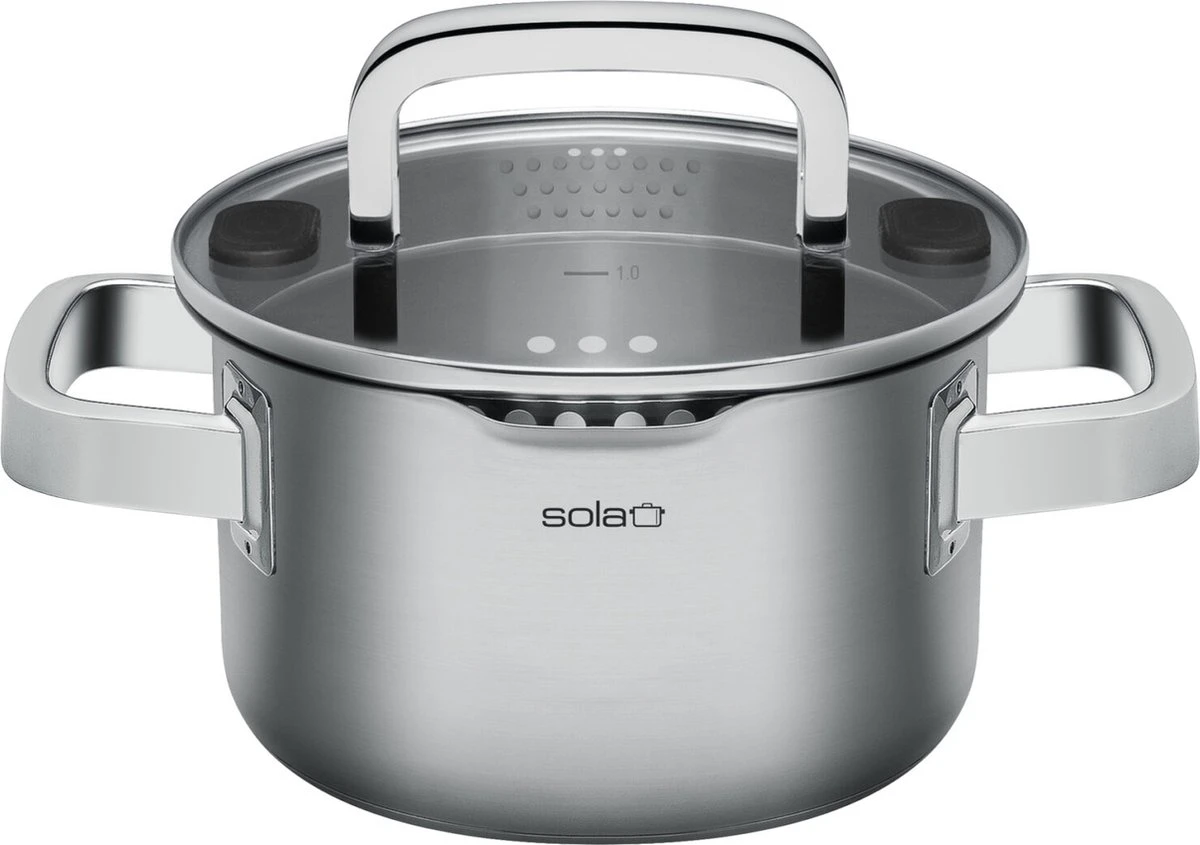 Sola Pannenset Juvia - 4 Delig - Ø 16,16,18,20 Cm - Zilver - RVS - Sandwichbodem 10 Sola Pannenset Juvia - 4 Delig - Ø 16,16,18,20 Cm - Zilver - RVS - Sandwichbodem - Afbeelding 10