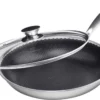 Honingraat Heavy Duty Anti-aanbak Koekenpan - Steelpan - Wok - Met Deksel 30 Cm - Gas - Elektrisch - Inductie - Oven