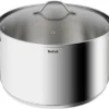 TEFAL B8646404 26 Cm Roestvrijstalen Pan, Alle Branders Inclusief Inductie, 6,5 L, Stevige Handgrepen, Glazen Deksel, Intuition XL