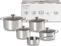 LE CREUSET - RVS Plus - Pannenset 5-delig 5 LE CREUSET - RVS Plus - Pannenset 5-delig -Huis Keuken 1200x915 1