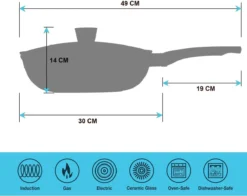 Marble Coating Wokpan Inductie - Met Glazen Deksel - Zwart - 30 Cm -Huis Keuken 1200x952 1
