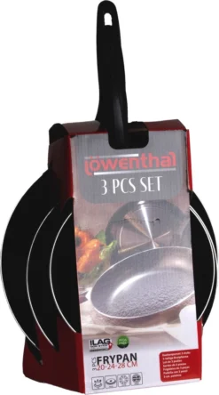 Löwenthal Hoogwaardige Koekenpan Set - 3 Stuks - PFOA Vrije Anti-aanbaklaag - Zwart -Huis Keuken 667x1200