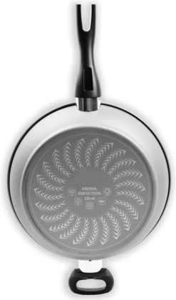 Merkloos Keukenpan Met Deksel En Heeft Een Diameter Van Ø 28 Cm - Luxe Hapjespan Keukenpan Van 28cm Anti-aanbaklaag - Handvat Zwart - Pan Met Deksel -Huis Keuken 706x1200