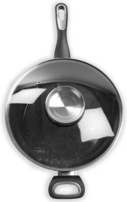 Merkloos Keukenpan Met Deksel En Heeft Een Diameter Van Ø 28 Cm - Luxe Hapjespan Keukenpan Van 28cm Anti-aanbaklaag - Handvat Zwart - Pan Met Deksel -Huis Keuken 752x1200