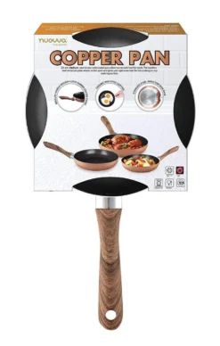 Nuovva Koperen Koekenpan - Keramische Antikleeflaag – Houten Handvat Koekenpan - Ø 24 Cm Inductie - PTFE-vrij -Huis Keuken 764x1200