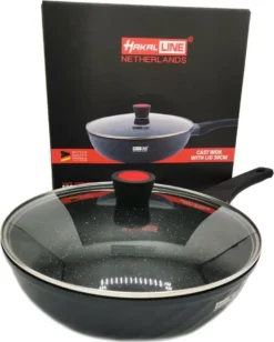 Marble Coating Wokpan Inductie - Met Glazen Deksel - Zwart - 30 Cm -Huis Keuken 961x1200