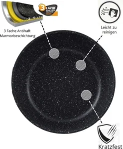 Cheffinger Pannenset - 10 Delig - Marmeren Coating - Inductie - Met Glazen Deksels - Zwart -Huis Keuken 993x1200